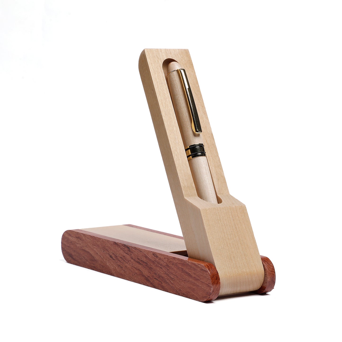 Handcraft Luxury Wooden Roller Pen Gift Set With Pen Stand (Cap Opening)